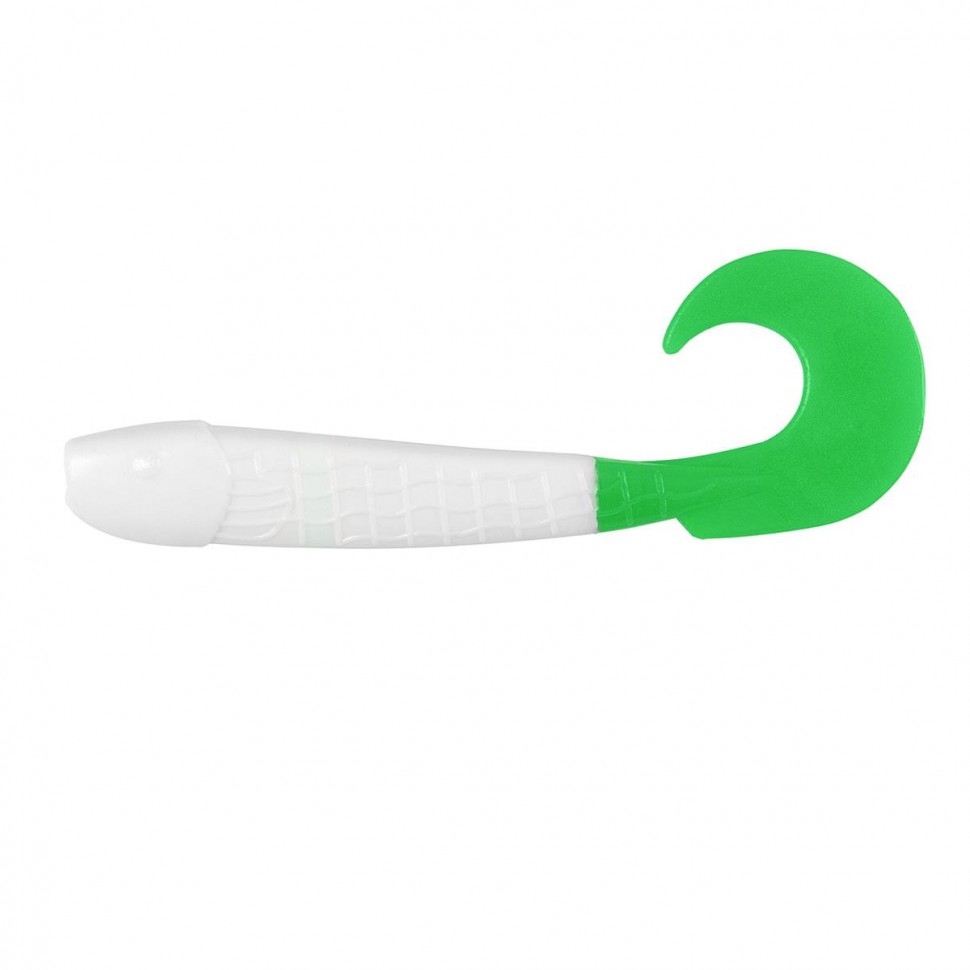 Твистер Helios Long Hybrid 3,55"/9,0 см, цвет White & Green 7 шт HS-15-016 , 